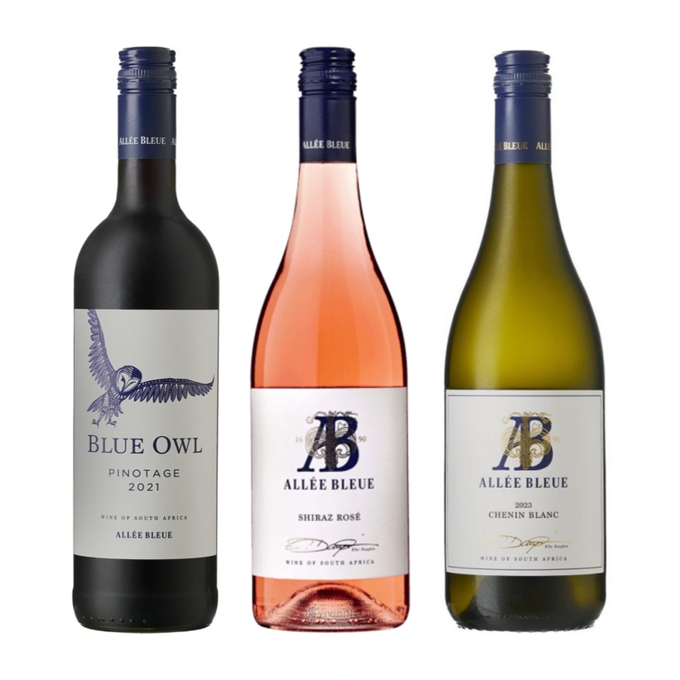 Allée Bleue Pinotage, Shiraz Rosé, Chenin Blanc Wine Pack 3 x 750ml