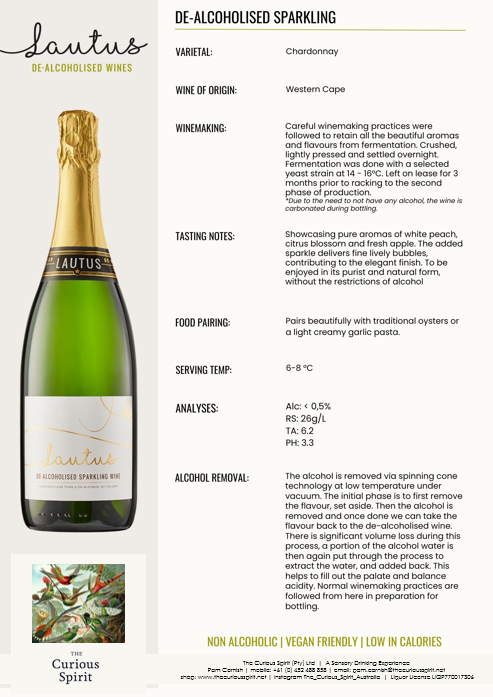 Lautus Award Winning De-Alcoholised Sparkling 1 x 750ml