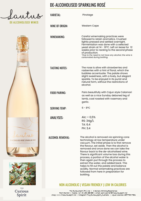 Lautus De-Alcoholised Sparkling Rose Wine 750ml