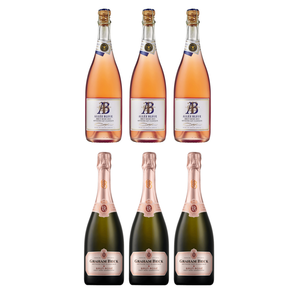 Allée Bleue Brut Rose MCC & Graham Beck Brut Rosé NV Sparkling Wine Pack 2 x 750ml