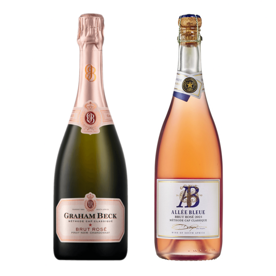 Allée Bleue Brut Rose MCC & Graham Beck Brut Rosé NV Sparkling Wine Pack 2 x 750ml