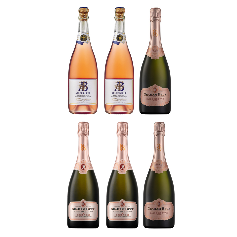 Allée Bleue Brut Rose, Graham Beck Brut Rosé & Bliss Nectar Rose Sparkling Wine Pack 3 x 750ml