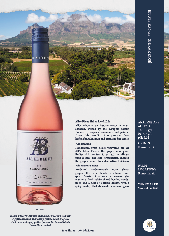 Allée Bleue Shiraz Rosé (12.5% Alc/Vol)