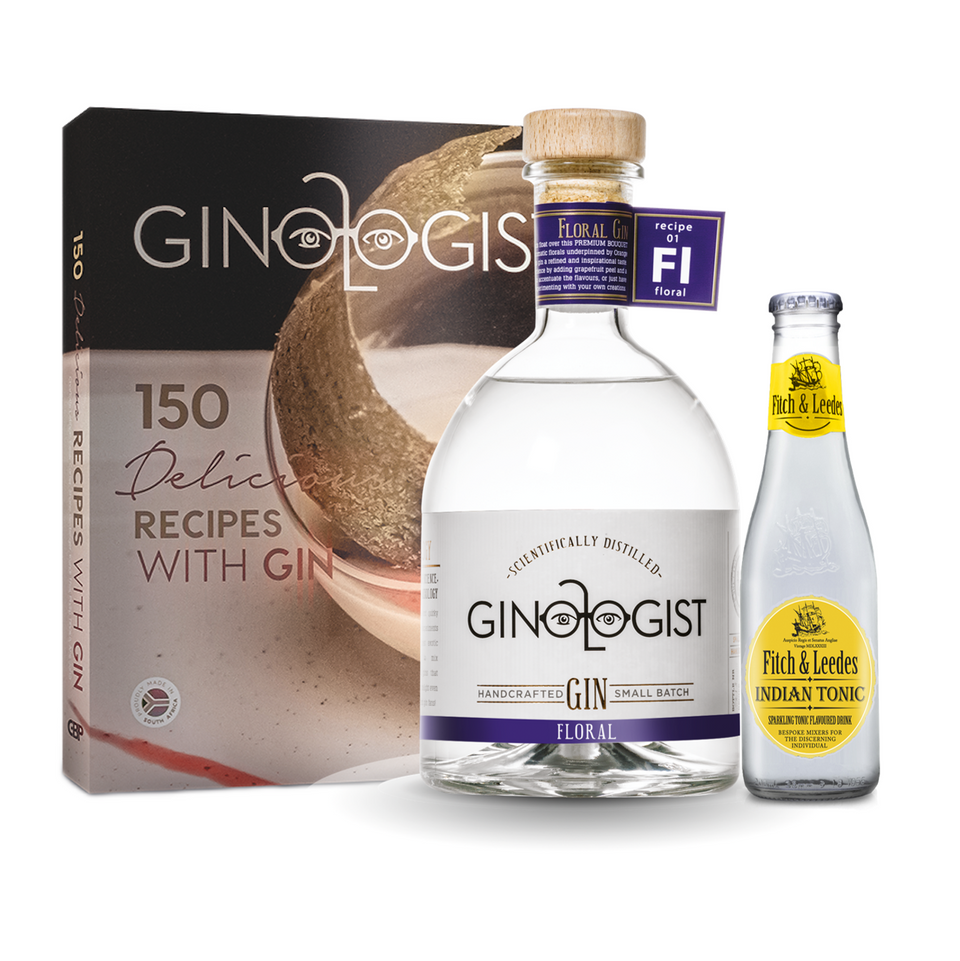Gift Pack Ginologist Floral Gin 40% 700ml and Indian Tonic & Cookbook
