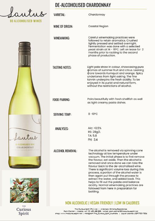 Lautus Award Winning De-Alcoholised Chardonnay 1 x 750ml