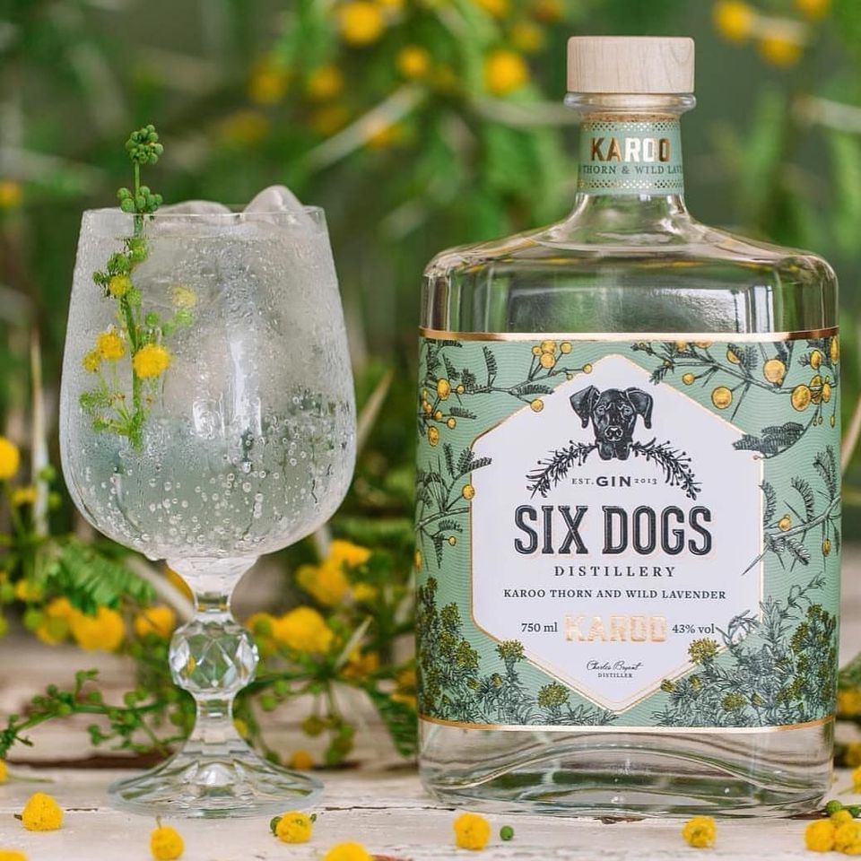 Gift Pack Six Dogs Karoo Dry Gin 43% 750ml, and Secco Drink Infusion
