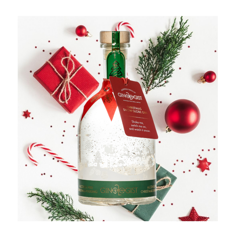 Gift Pack Ginologist Snowglobe 0% Gin 700ml, Secco Festive Drink Infusion, Fitch & Leedes Tonic 24 x 200ml - Designs may vary