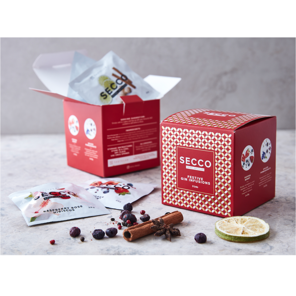 Gift Pack Secco Festive Drink Infusion 8 Sachets of Dried Botanicals Mixed Flavours