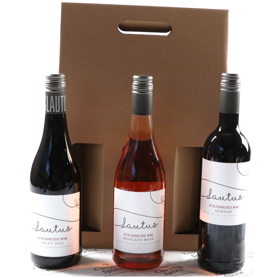 Gift Pack Trio Non-Alcoholic Lautus Wines - Savvy Red, Moscato Rosé & Merlot 750ml